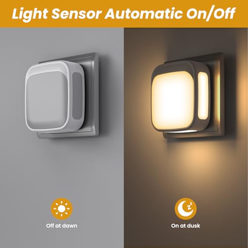 [2 Pezzi] Luce Notturna Bambini, Luce Notturna da Presa con Sensore Crepuscolare Auto, Luminosità Regolabile, Luci Notturne da Presa Bianco Caldo per Cameretta, Cucina, Corridoio, Bagno e Scale - Funzionalità e accessori