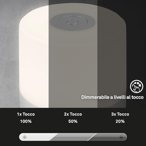 BRILONER - Mini lampada da tavolo senza fili, ricaricabile, a batteria, lampada da scrivania dimmerabile, abat jour, USB-C, lampada comodino senza fili, 2W 150lm 2.700K, 7x7 cm, Bianco Caldo, argento - Prova pratica