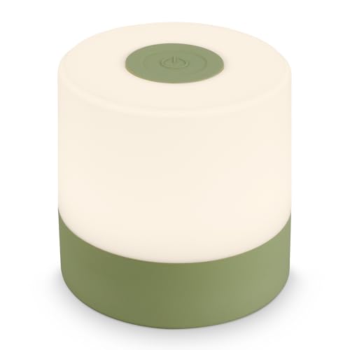 BRILONER - Mini lampada da tavolo senza fili, ricaricabile, a batteria, lampada da scrivania dimmerabile, abat jour, USB-C, lampada comodino senza fili, 2W 150lm 2.700K, 7x7 cm, Bianco Caldo, verde - Design e materiali