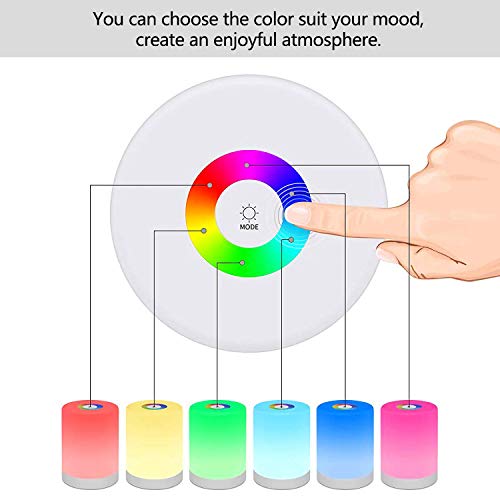 DIWUJI Luce Notturna LED, Lampada da Comodino Intelligente, Controllo Tattile, Dimmerabile, USB Ricaricabile, Portatile, Colore che Cambia RGB per Bambini, Camera da Letto, Campeggio (Bianco Caldo) - Funzionalità e accessori