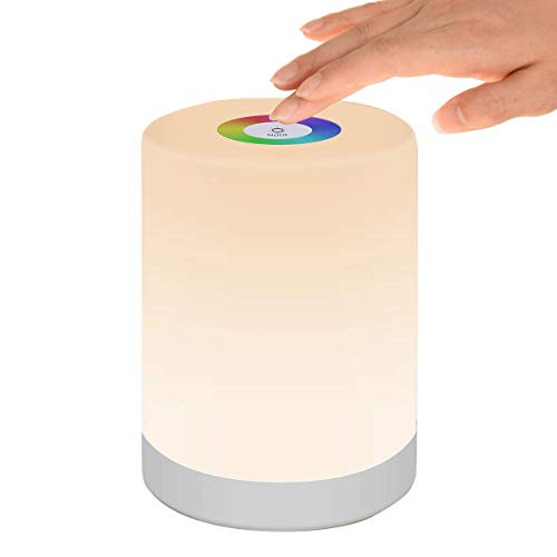 DIWUJI Luce Notturna LED, Lampada da Comodino Intelligente, Controllo Tattile, Dimmerabile, USB Ricaricabile, Portatile, Colore che Cambia RGB per Bambini, Camera da Letto, Campeggio (Bianco Caldo) - Design e materiali