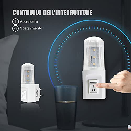 EXTRASTAR Luce Notturna LED, 2 Pezzi Interruttore retrò, Luce fredda Plug-And-Play per Camerette, Soggiorno, Corridoio, Bagno, Cucina, Scale - Dettaglio recensione 4