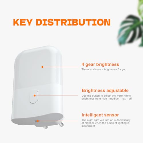 GRIFEMA GD101-2 [2 Pezzi] Luce Notturna per Bambini 3 Livelli di Luminosità Regolabili, Luce Notturna con Sensore di Luce per Cameretta, Bagno, Corridoio, Cucina, Scale, 2700K Bianco Caldo - Funzionalità e accessori