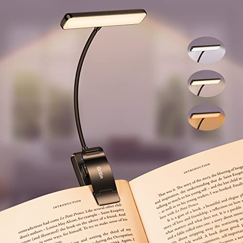 Gritin 19 LEDs Lampada Luce da Lettura per Libro, Luce per Lettura Libri a Letto con Clip, Ricaricabile, 3 Temperature di Colore, Dimmerabile Senza Livelli, Lunga Durata, per Studio, Lavoro a Maglia - Design e materiali
