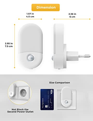 LOHAS-LED Luce notturna con sensore di movimento [2 pezzi], presa notturna, bianca calda 3000K, luminosità regolabile 30LM/60LM, luce notturna LED con sensore di movimento, per scala, camera da letto - Dettaglio recensione 4