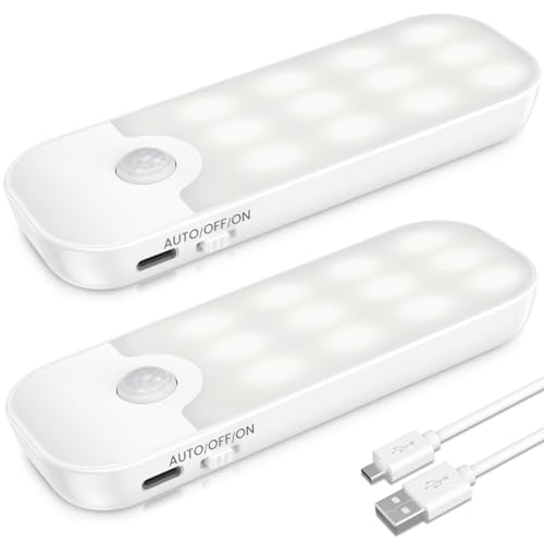 Luce Notturna, [2 Pz] 24 LEDs Luce Armadio con Sensore di Movimento, Ricaricabile USB-C Luce Notturna LED, 3 Modalità Magnetico Luci per Armadi, Scale, Cucine, Corridoio, Camere da Letto, Soggiorno - Design e materiali