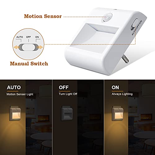 Luce Notturna Bambini, [2 Pezzi] Luce Notturna con Sensore di Movimento Luminosità Regolabile 3 Modalità (ON/AUTO/OFF), Luci Notturne Bianca Calda per Cameretta, Corridoio, Cucina, Scale, Bagno - Prova pratica