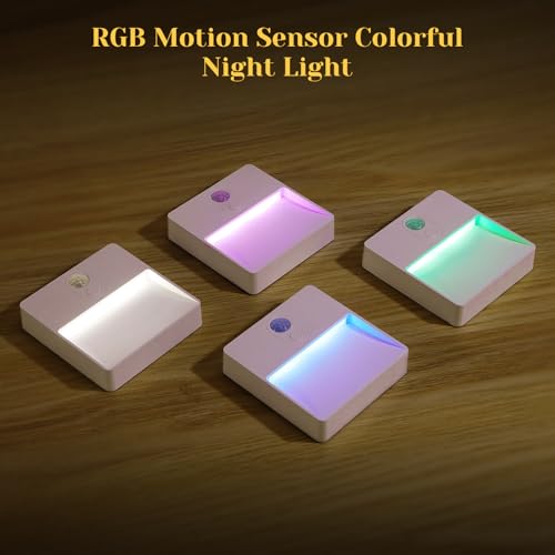Luce notturna LED con sensore di movimento per interni, ricaricabile tramite USB, 3 modalità (AUTO/SPENTO/ACCESO), luce RGB per corridoio, scale, camera da letto, stanza dei bambini (1 pezzo) - Prova pratica