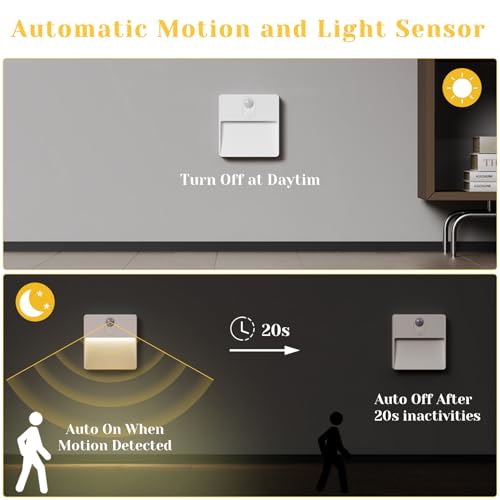 Luce notturna LED con sensore di movimento per interni, ricaricabile tramite USB, 3 modalità (AUTO/SPENTO/ACCESO), luce RGB per corridoio, scale, camera da letto, stanza dei bambini (1 pezzo) - Dettaglio recensione 4