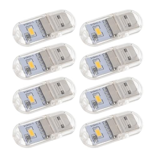 MUELODSIC Luce Notturna USB Portatile 8 Pezzi Lampada a Basso Consumo per Illuminazione Ambientale in Casa Auto e Ufficio Alimentazione USB Compatibile Power Bank e Laptop - Design e materiali