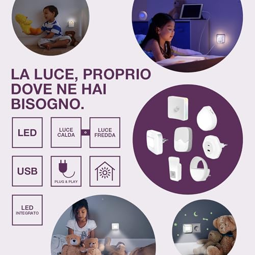 OSRAM LUNETTA Luce notturna rotonda bianca con sensore; Tecnologia LED; Flusso luminoso 3 lm; 3000 K bianco caldo; interruttore on/off; installazione della presa - Prova pratica