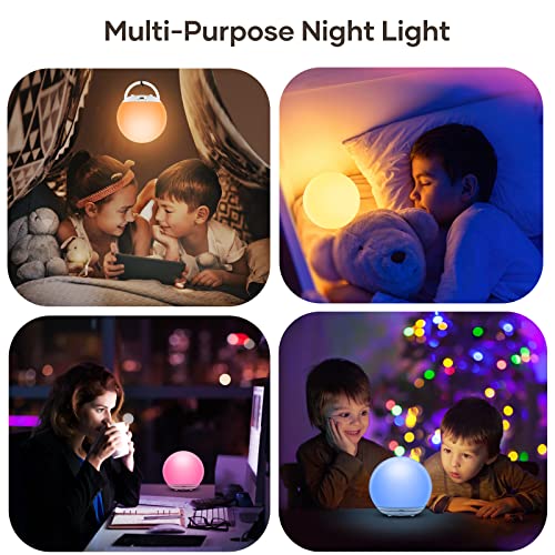 Suright Luce Notturna Bambini,Lampada da Comodino Ricaricabile USB,Luce Notturna LED con Luce Calda Dimmerabile Progressive&Luce a 7 Colori,Touch&Interruttore,Timer per Cameretta,Campeggio, Regalo - Dettaglio recensione 4