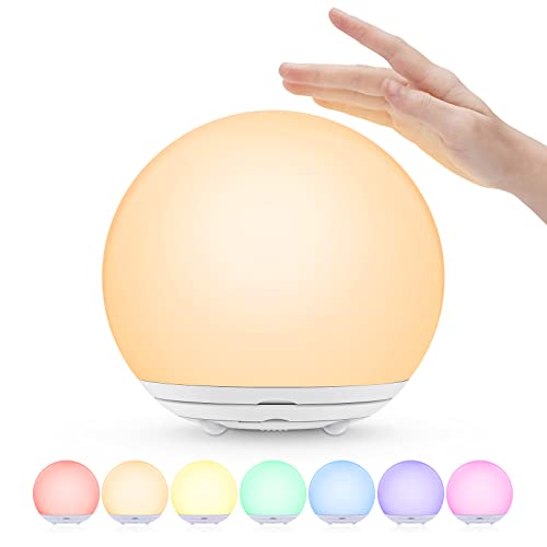Suright Luce Notturna Bambini,Lampada da Comodino Ricaricabile USB,Luce Notturna LED con Luce Calda Dimmerabile Progressive&Luce a 7 Colori,Touch&Interruttore,Timer per Cameretta,Campeggio, Regalo - Design e materiali