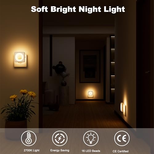 Swoieltr Luce Notturna Bambini, [2 Pezzi] Luci con Sensore Crepuscolare e Automatico Luminosità Regolabile per Camera da Letto, Corridoio, Scale, Bagno (2700K Caldo-LDR) - Prova pratica