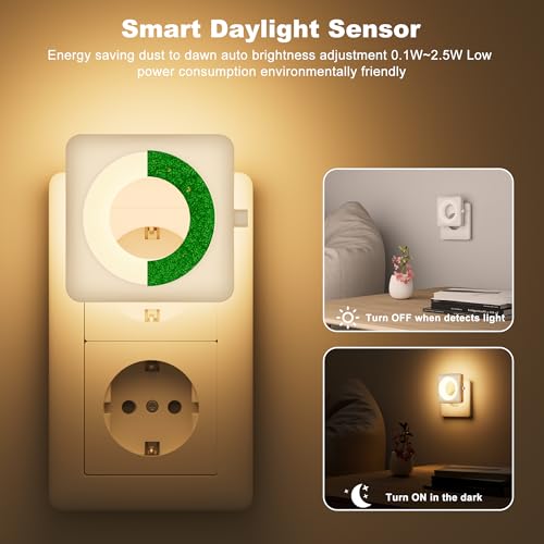 Swoieltr Luce Notturna Bambini, [2 Pezzi] Luci con Sensore Crepuscolare e Automatico Luminosità Regolabile per Camera da Letto, Corridoio, Scale, Bagno (2700K Caldo-LDR) - Dettaglio recensione 4