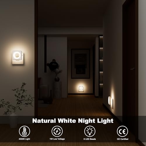 Swoieltr Luce Notturna Bambini, [2 Pezzi] Luci con Sensore Crepuscolare e Automatico Luminosità Regolabile per Camera da Letto, Corridoio, Scale, Bagno (4000K Neutro-LDR) - Prova pratica