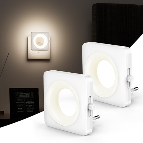 Swoieltr Luce Notturna Bambini, [2 Pezzi] Luci con Sensore Crepuscolare e Automatico Luminosità Regolabile per Camera da Letto, Corridoio, Scale, Bagno (4000K Neutro-LDR) - Design e materiali