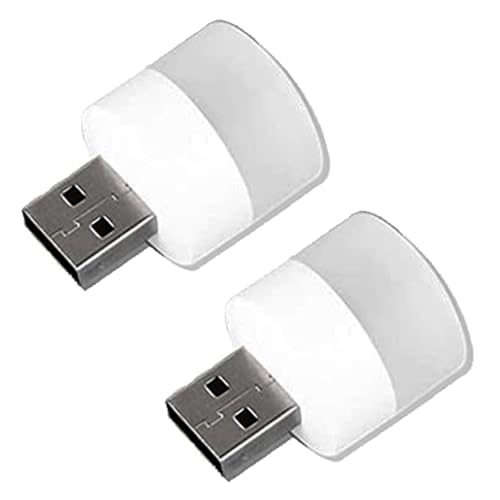 TALENTEC 2x Mini lampadina USB. Illuminazione notturna, ambientale o di lettura. 5V e 1A. Colore bianco freddo - Design e materiali
