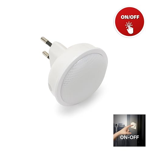 Velamp IL28NG luce notturna LED con interruttore a pressione – 3000K luce calda – accensione e spegnimento con un tocco, design compatto per cameretta, corridoio e camera da letto - Prova pratica